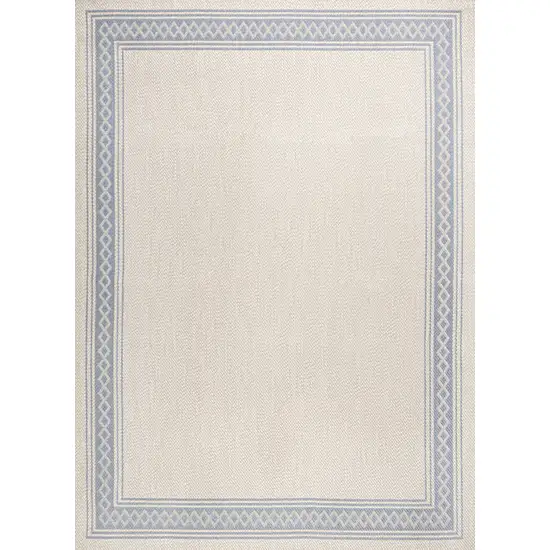 Cream And Blue Indoor Outdoor Area Rug Photo 3
