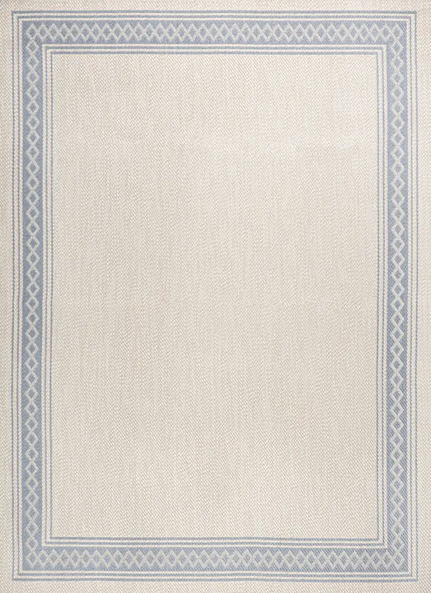 Cream And Blue Indoor Outdoor Area Rug Photo 3