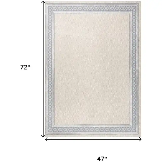 Cream And Blue Indoor Outdoor Area Rug Photo 3