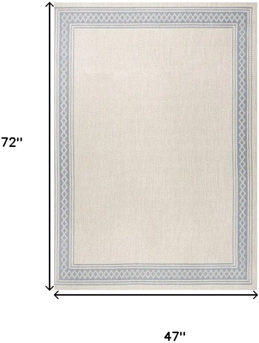 Cream And Blue Indoor Outdoor Area Rug Photo 3