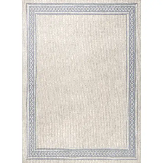 Cream And Blue Indoor Outdoor Area Rug Photo 1