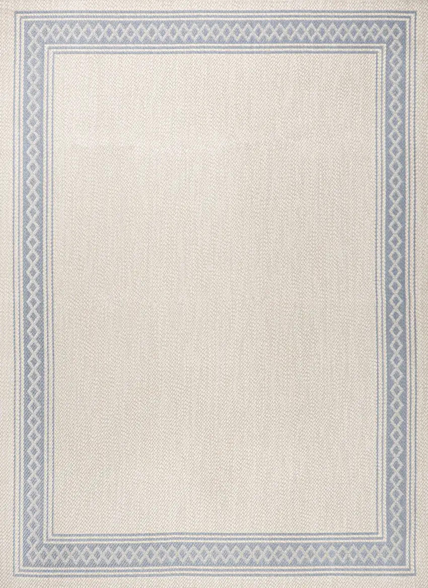 Cream And Blue Indoor Outdoor Area Rug Photo 1