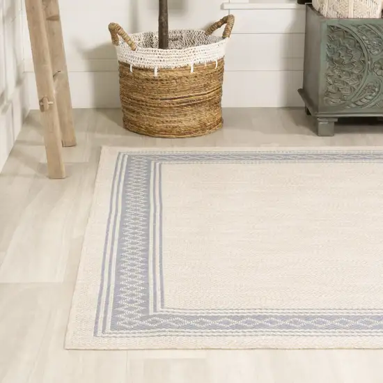 Cream And Blue Indoor Outdoor Area Rug Photo 6