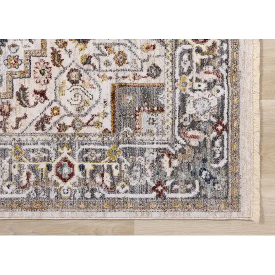 Cream And Blue Medallion Area Rug Photo 8