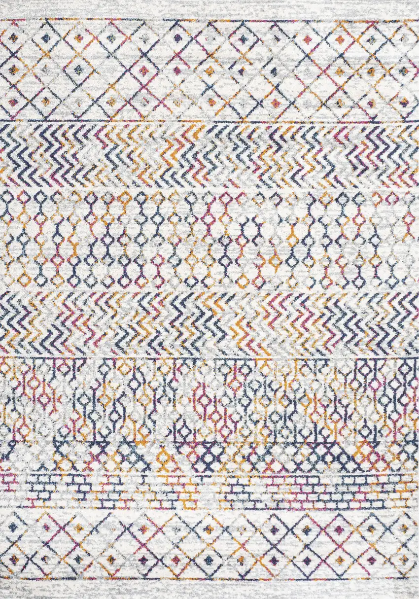Cream And Blue Trellis Area Rug Photo 1