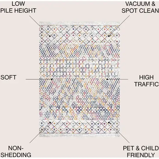 Cream And Blue Trellis Area Rug Photo 9