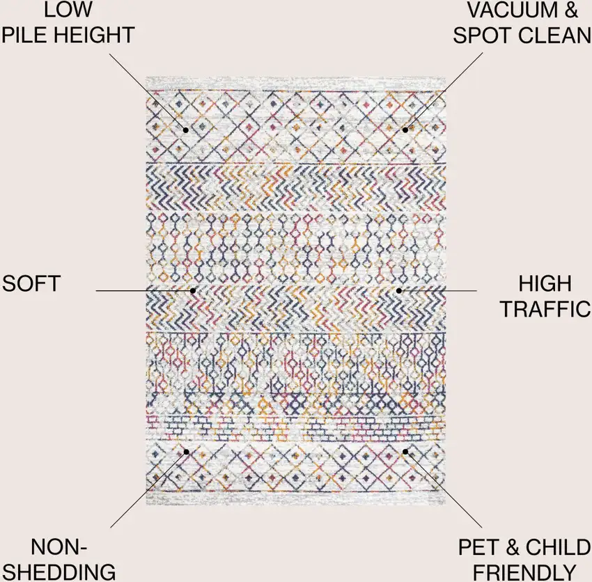 Cream And Blue Trellis Area Rug Photo 9