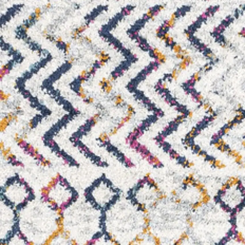 Cream And Blue Trellis Area Rug Photo 3