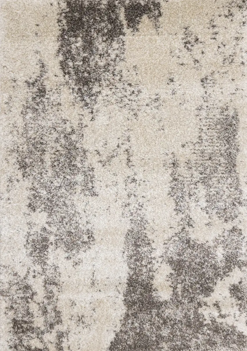 Cream And Brown Abstract Area Rug Photo 2