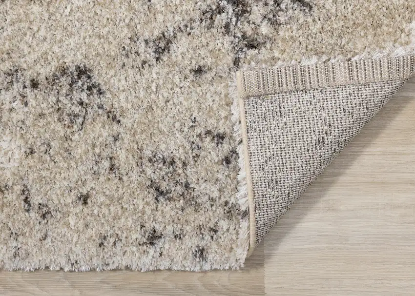 Cream And Brown Abstract Area Rug Photo 9