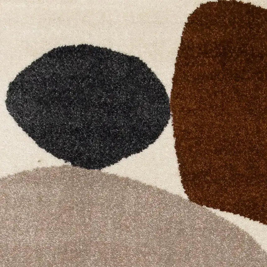 Cream And Brown Geometric Area Rug Photo 4