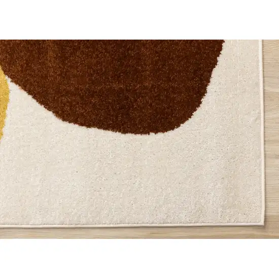 Cream And Brown Geometric Area Rug Photo 8
