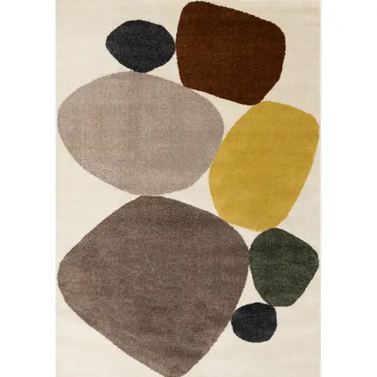 Cream And Brown Geometric Area Rug Photo 2