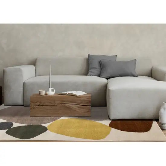 Cream And Brown Geometric Area Rug Photo 6