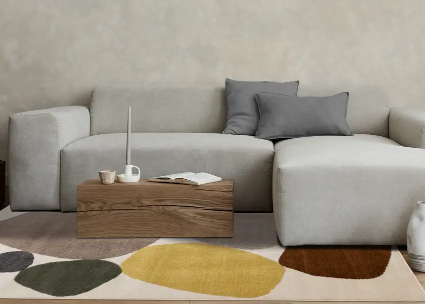 Cream And Brown Geometric Area Rug Photo 6