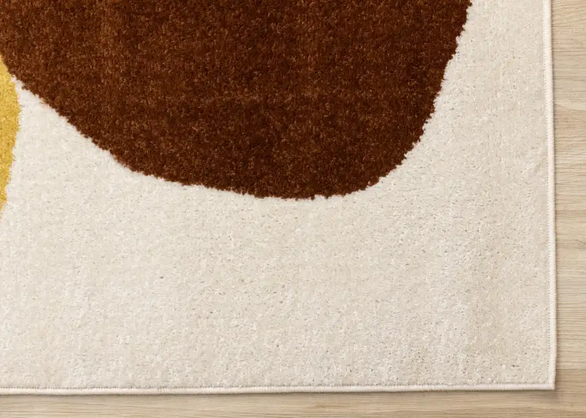 Cream And Brown Geometric Area Rug Photo 8