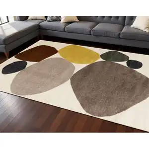 Photo of Cream And Brown Geometric Area Rug