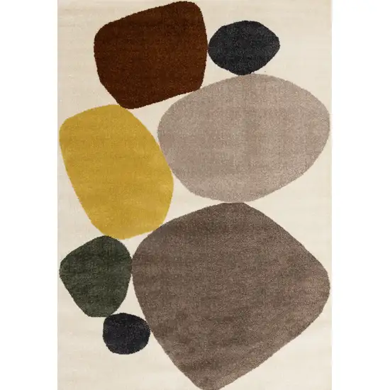 Cream And Brown Geometric Area Rug Photo 4