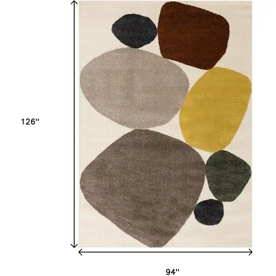 Cream And Brown Geometric Area Rug Photo 3