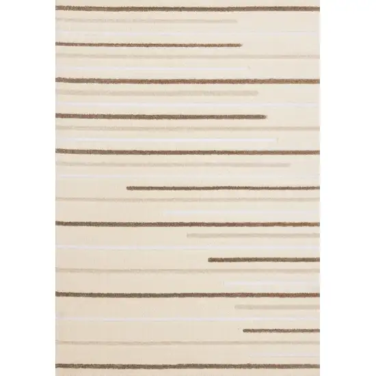 Cream And Brown Striped Area Rug Photo 2