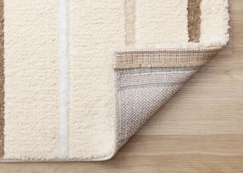 Cream And Brown Striped Area Rug Photo 8