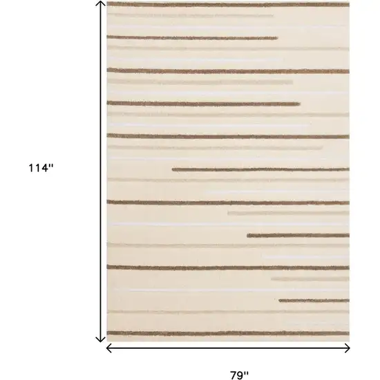 Cream And Brown Striped Area Rug Photo 4