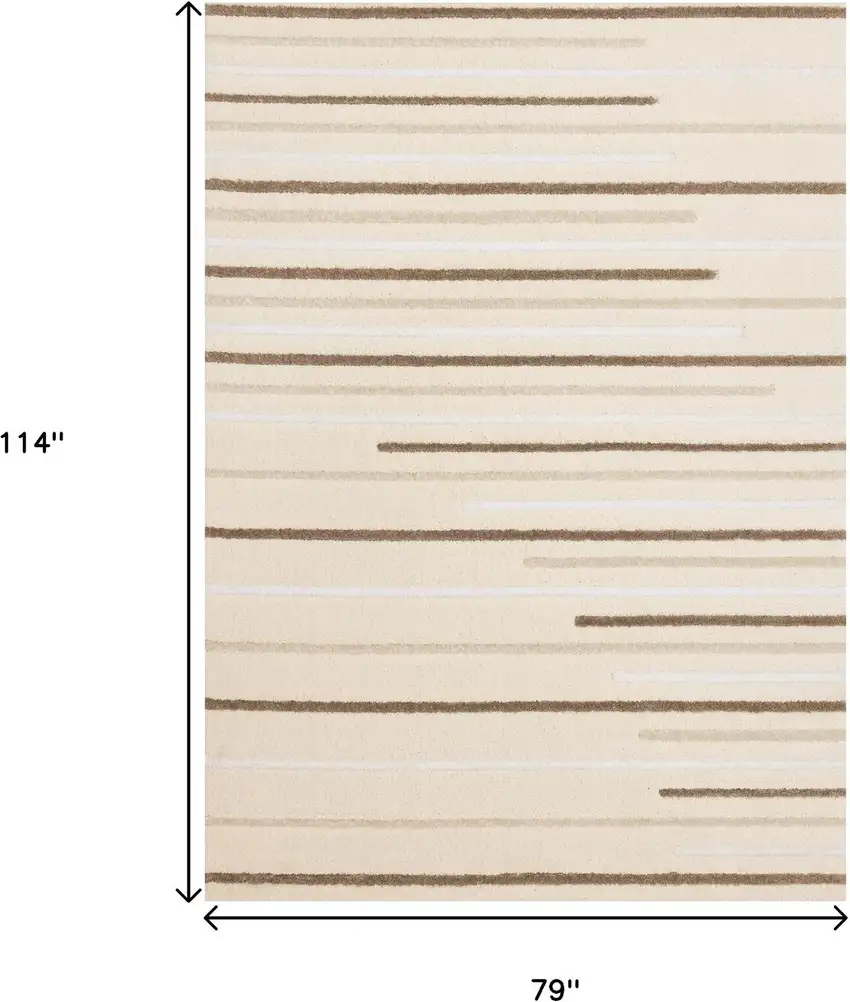 Cream And Brown Striped Area Rug Photo 4