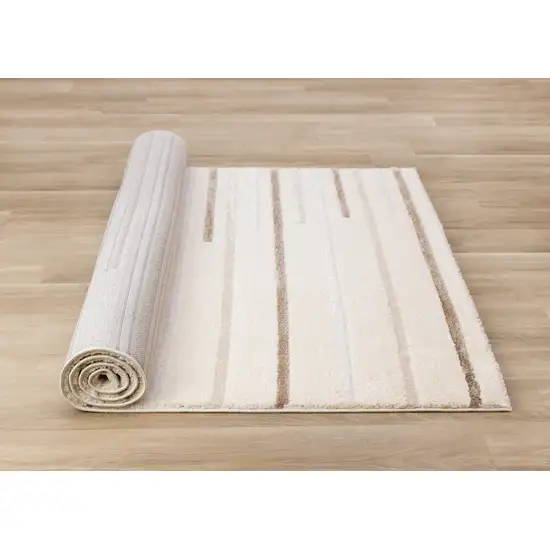 Cream And Brown Striped Area Rug Photo 8