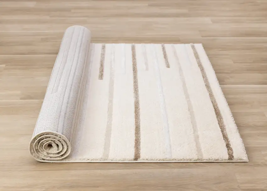 Cream And Brown Striped Area Rug Photo 8