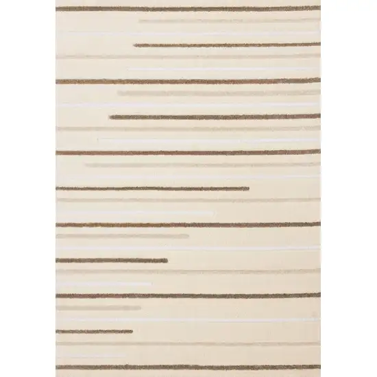 Cream And Brown Striped Area Rug Photo 5
