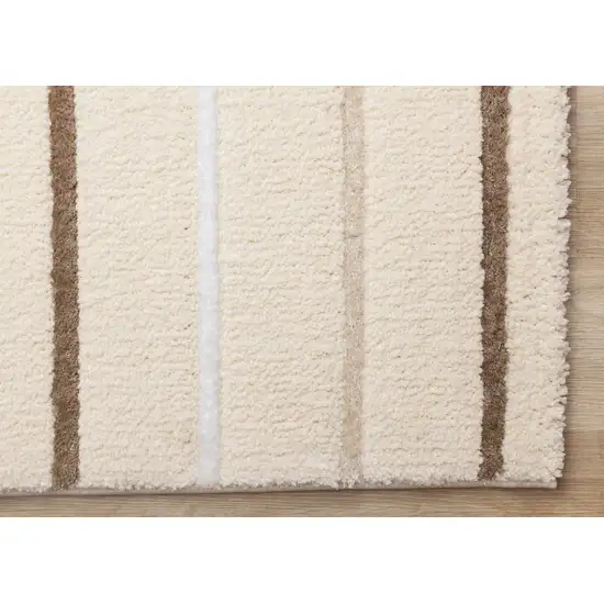 Cream And Brown Striped Area Rug Photo 9