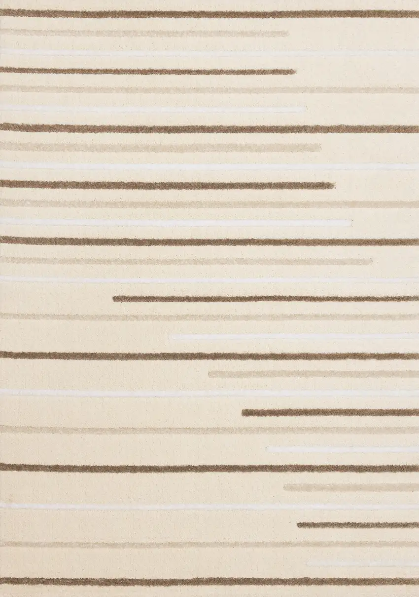Cream And Brown Striped Area Rug Photo 2