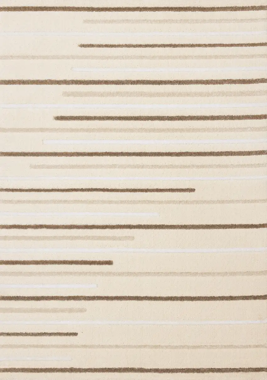 Cream And Brown Striped Area Rug Photo 4