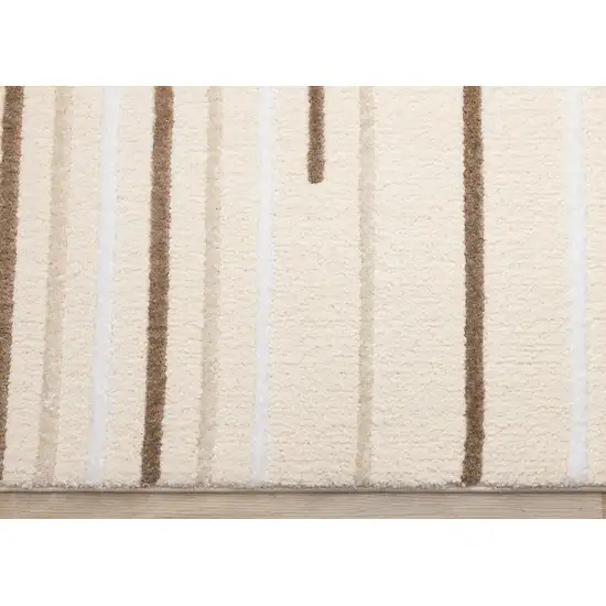 Cream And Brown Striped Area Rug Photo 8