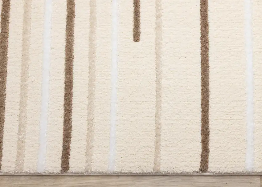 Cream And Brown Striped Area Rug Photo 8