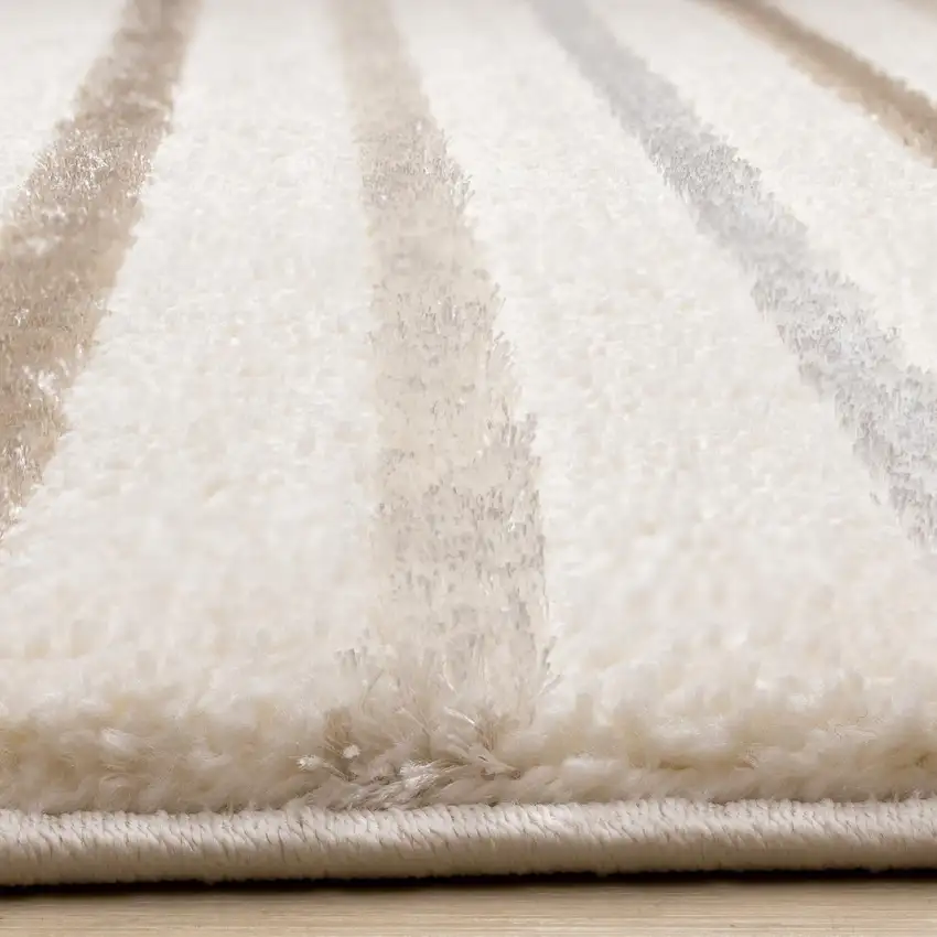 Cream And Brown Striped Area Rug Photo 9