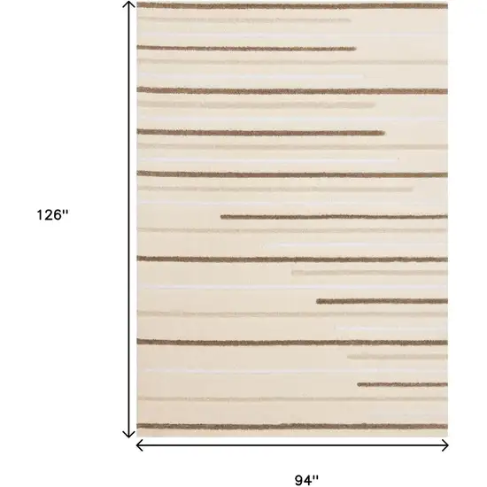 Cream And Brown Striped Area Rug Photo 3