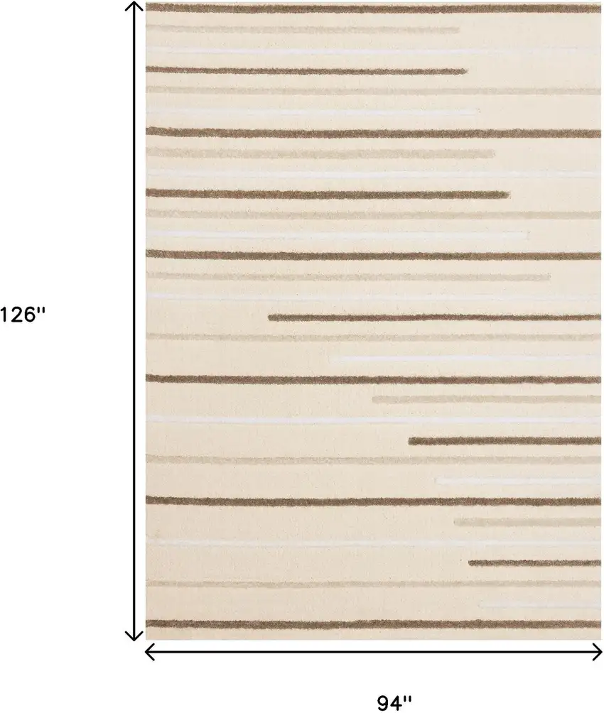 Cream And Brown Striped Area Rug Photo 3