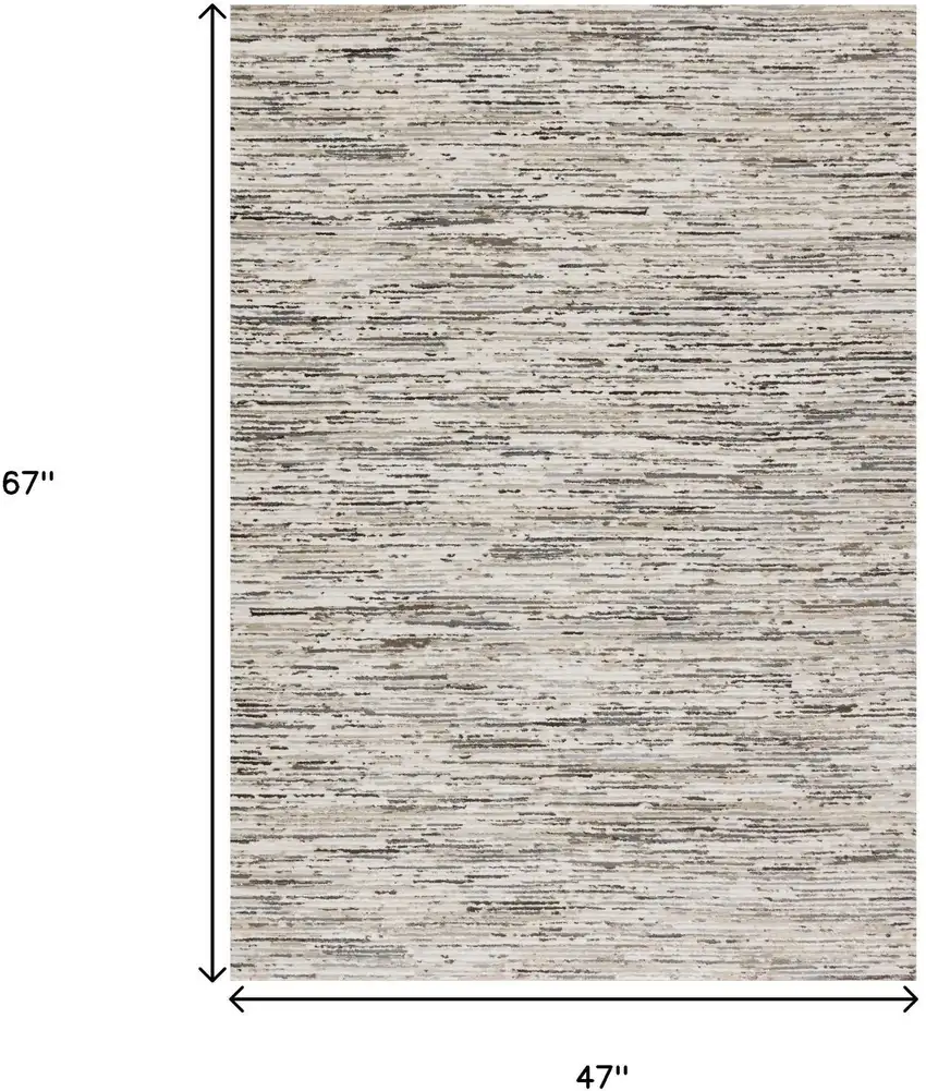 Cream And Brown Striped Area Rug Photo 3