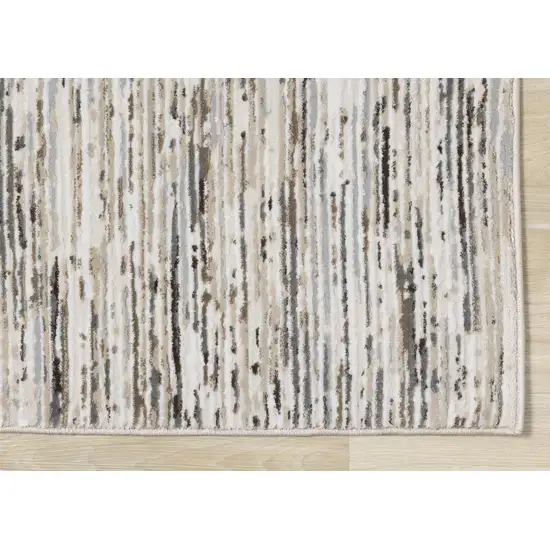 Cream And Brown Striped Area Rug Photo 7