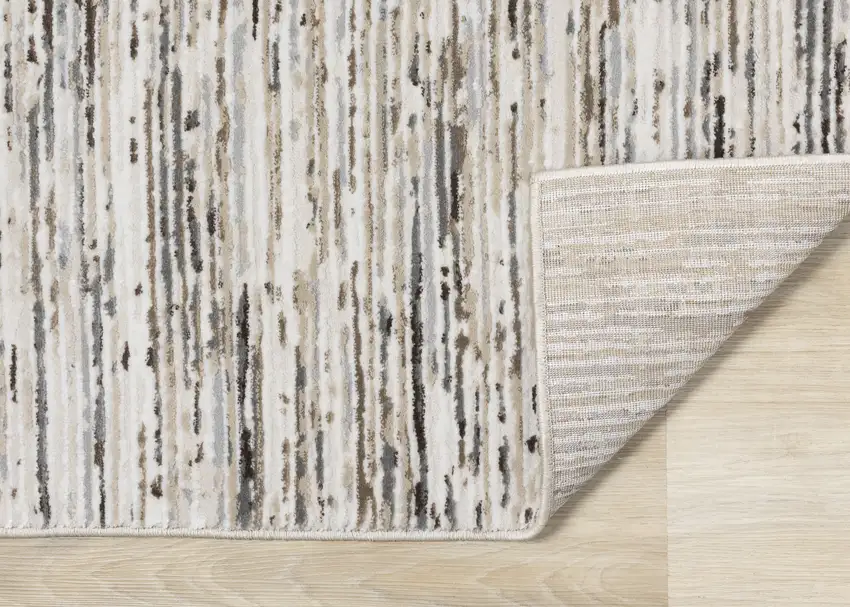 Cream And Brown Striped Area Rug Photo 8