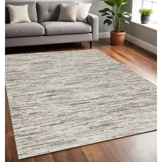 Cream And Brown Striped Area Rug Photo 1
