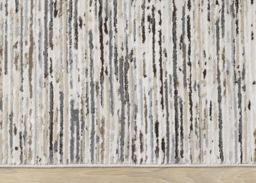 Cream And Brown Striped Area Rug Photo 9