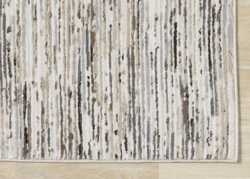 Cream And Brown Striped Area Rug Photo 8