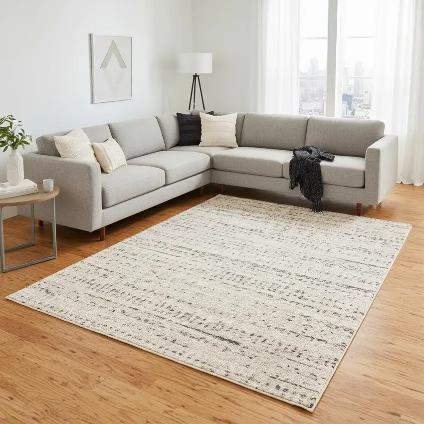 Cream And Brown Tribal Area Rug Photo 1
