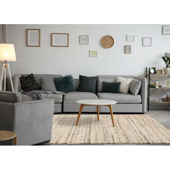 Cream And Brown Tribal Area Rug Photo 5