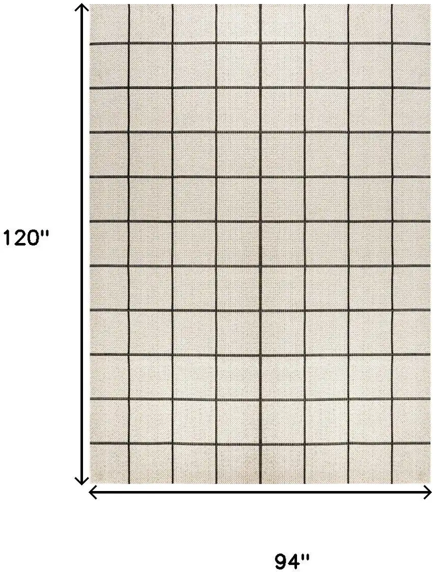 Cream And Dark Gray Plaid Indoor Outdoor Area Rug Photo 3