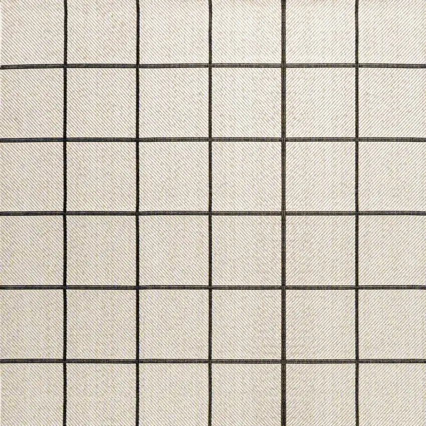 Cream And Dark Gray Plaid Indoor Outdoor Area Rug Photo 4