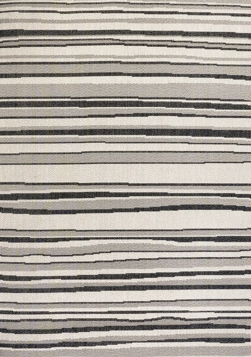 Cream And Dark Gray Striped Indoor Outdoor Area Rug Photo 1