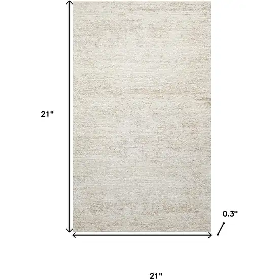 Cream And Gold Abstract Square Rug Photo 3